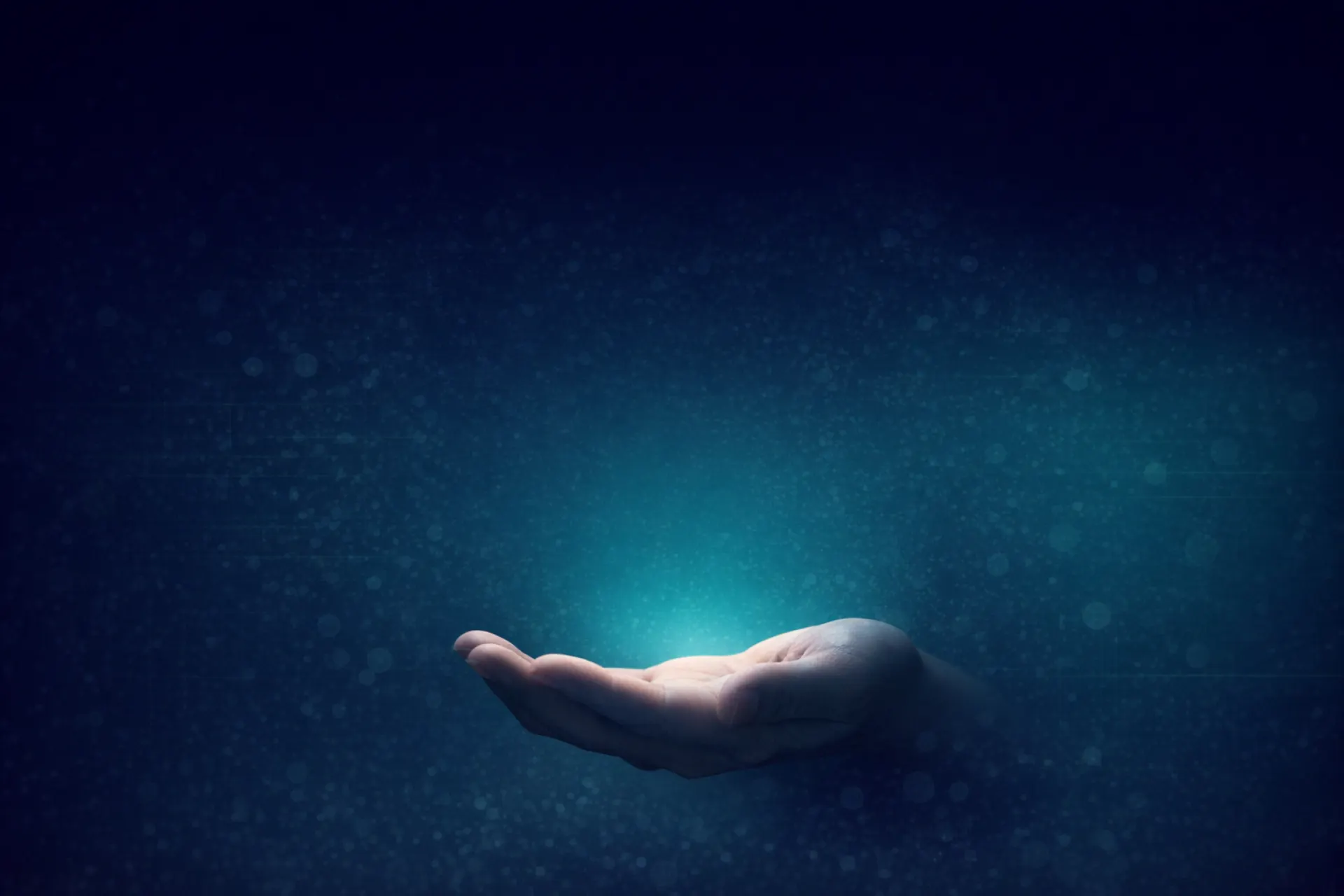 A hand holding a glowing AI head with the LEAR star at its centre